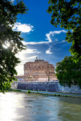 Castel Sant'Angelo located on the Tiber River in Rome, Italy.