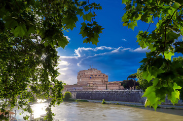 Castel Sant'Angelo located on the Tiber River in Rome, Italy.
