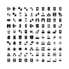 Set of 100 Technology Using, Browser, Mobile, Daylight glyph style icon - vector