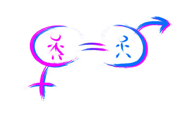 Gender equality, the concept of equality between men and women on an isolated background, vector illustration