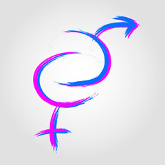 Gender equality, the concept of equality of men and women, gender sign of men and women, vector illustration