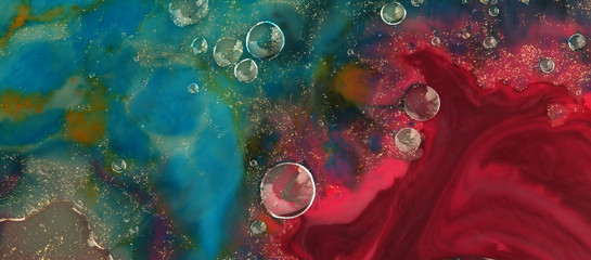 Macro Abstract texture background. Acrylic color in water and oil.