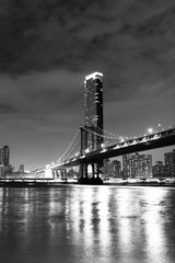 Fototapeta na wymiar New York City captured in black and grey architectures and scenes