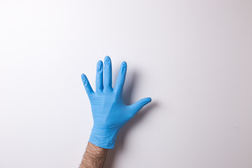 \hand in glove, on white background