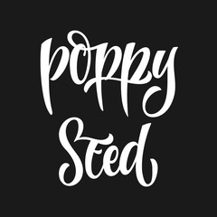 Poppy seed - white colored hand drawn spice label. Isolated calligraphy scrypt stile word. Vector lettering design element.