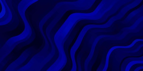 Dark BLUE vector background with curved lines. Colorful illustration with curved lines. Pattern for websites, landing pages.