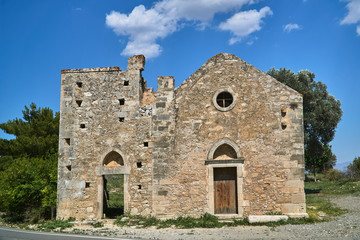 Fototapeta na wymiar ruins of an Orthodox, historic church on the island of Crete.