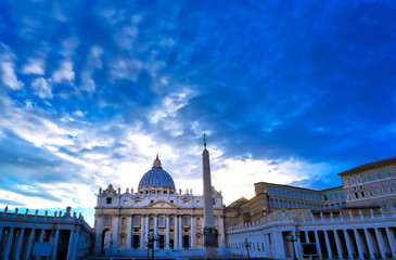 Naklejka premium St. Peter's Basilica and St. Peter's Square located in Vatican City near Rome, Italy.