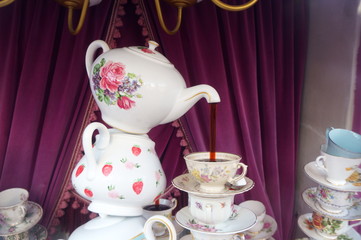 Decoration stacked with cute tea cups