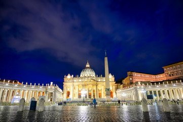 Fototapeta na wymiar St. Peter's Basilica and St. Peter's Square located in Vatican City near Rome, Italy.