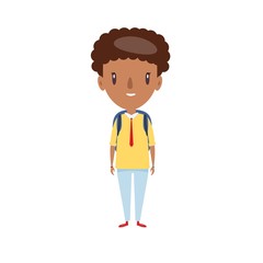 Smiling schoolboy. Cheerful elementary school student, kindergarten pupil cartoon character. Flat vector illustration.