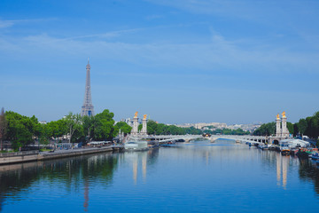 Fototapeta na wymiar Paris. France. View of the city and the river from the bridge