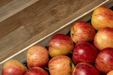 Apples. Background of red-yellow juicy apples.