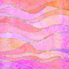 Watercolor transparent wave colorful background. Watercolour hand painted waves illustration