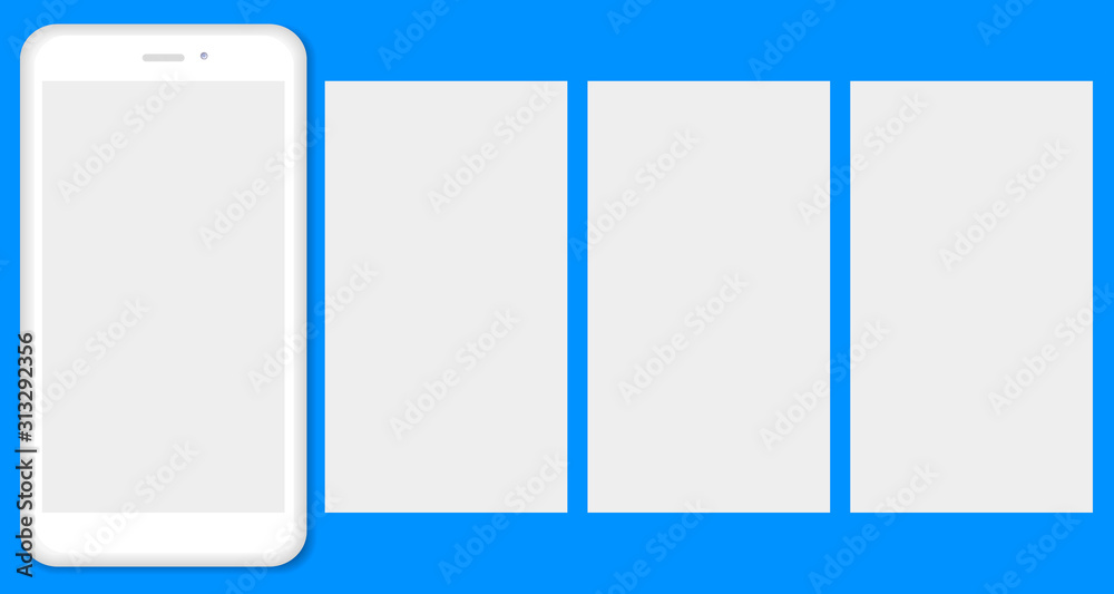 Poster phone with interface carousel post on social network. vector illustration