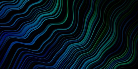 Dark Blue, Green vector pattern with wry lines. Abstract illustration with bandy gradient lines. Template for your UI design.