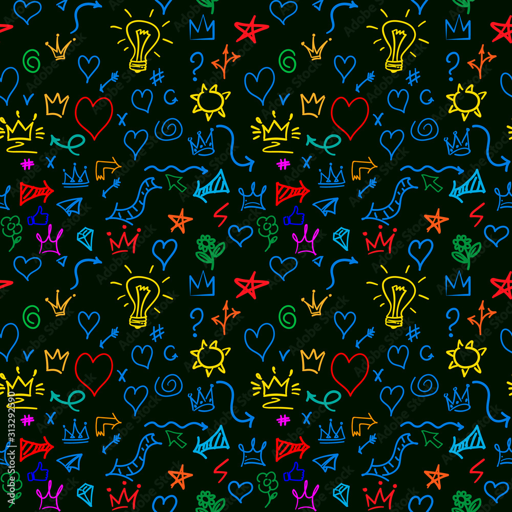 Poster hand-drawn doodle set. vector line art doodle cartoon set of objects and symbols on the social media