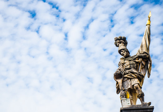 St. Florian statue on Alter markt square landmark of Salzburg, Austria