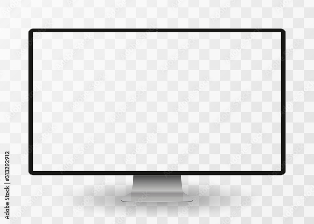 Poster Modern computer monitor display with blank screen isolated on transparent background. Front view. Vector eps10.