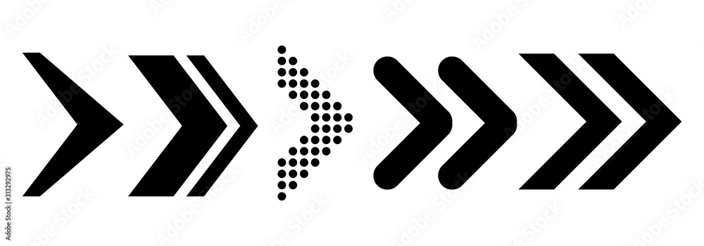 Poster Arrows vector collection with elegant style and black color. Arrow vector collection. Modern simple arrows. Vector illustration