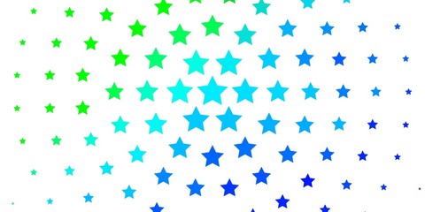 Light Blue, Green vector template with neon stars. Colorful illustration with abstract gradient stars. Pattern for wrapping gifts.