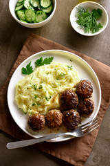 Minced meat cutlets with mashed potatoes