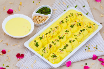 Indian Traditional Special Dessert Ras Malai Also Know as Rasmalai or Rossomalai