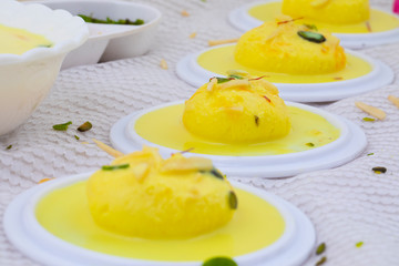 Indian Traditional Special Dessert Ras Malai Also Know as Rasmalai or Rossomalai