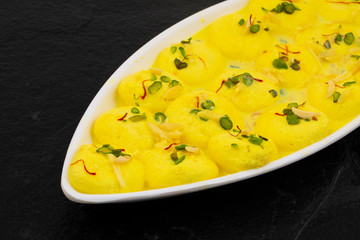 Indian Traditional Special Dessert Ras Malai Also Know as Rasmalai or Rossomalai