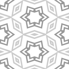 Seamless pattern with stars in grey or silver shades over white background