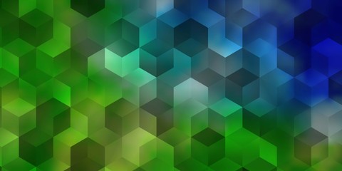 Fototapeta na wymiar Light Blue, Green vector texture with colorful hexagons.