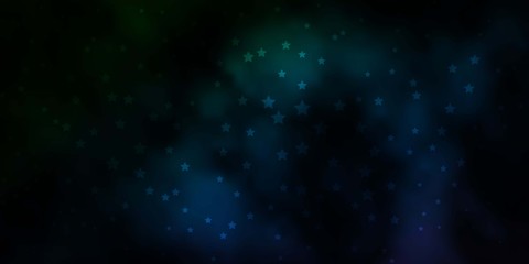 Fototapeta na wymiar Dark Blue, Green vector background with small and big stars. Colorful illustration in abstract style with gradient stars. Theme for cell phones.