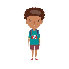 Smiling schoolboy. Cheerful elementary school student, kindergarten pupil cartoon character. Flat vector illustration.