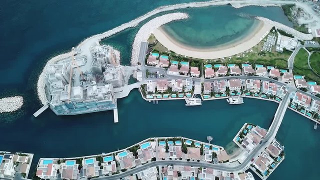 Aerial view of the new luxury houses in marina, Limassol, Cyprus