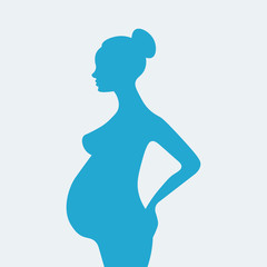  Silhouette of a pregnant woman. Young mother waiting for her baby. Vector illustration