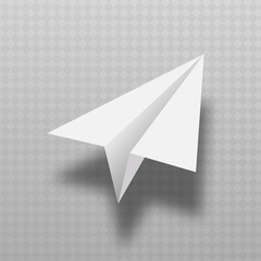 Origami paper airplane on background with shadow