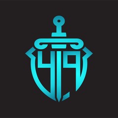 Obraz premium YP Logo monogram with sword and shield combination isolated blue colors gradient