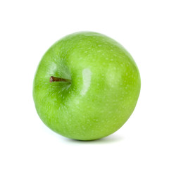 Green apple isolated on white background. Healthy food.