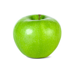 Green apple isolated on white background. Healthy food.