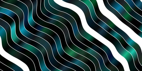 Dark Blue, Green vector background with bent lines. Abstract illustration with bandy gradient lines. Pattern for ads, commercials.