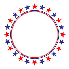 Round American flag symbols frame with stars icon logo symbol.	