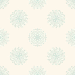 Fantasy seamless pattern with ornamental mandala. Abstract round doodle flower background. Floral geometric circle. Vector illustration.  