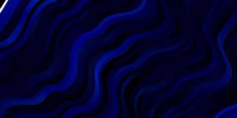 Dark BLUE vector pattern with curves. Abstract gradient illustration with wry lines. Pattern for ads, commercials.