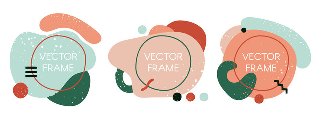 Abstract liquid wave frames. Colorful template design, splash outline shape, geometric rounded trendy texture background shapes vector illustration icon set