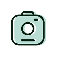 Photo camera lens logo. Simple camera icon, graphics optical video cam and social media sign vector illustration icon