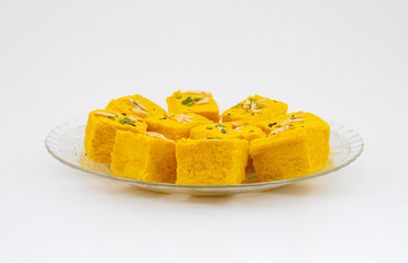Indian Special Traditional Sweet Food Soan Papdi Also Know as Son Roll, Soam Papdi, Patisa, Shonpapdi is a popular Indian Dessert