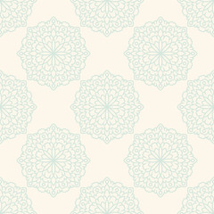 Fantasy seamless pattern with ornamental mandala. Abstract round doodle flower background. Floral geometric circle. Vector illustration.  