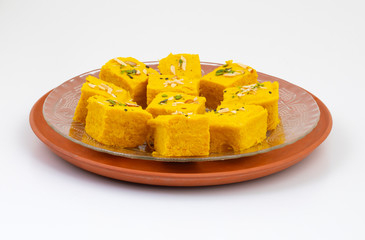 Indian Special Traditional Sweet Food Soan Papdi Also Know as Son Roll, Soam Papdi, Patisa, Shonpapdi is a popular Indian Dessert