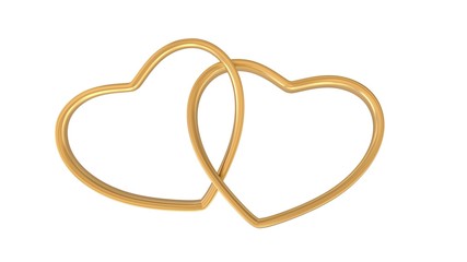 Heart shaped rings  isolated on white background, 3D-rendering