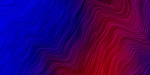 Dark Blue, Red vector layout with curves. Colorful geometric sample with gradient curves.  Pattern for commercials, ads.